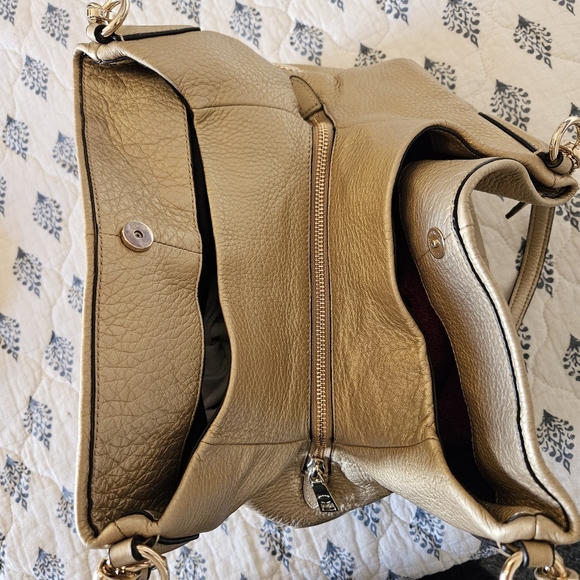 Coach Madison Phoebe Polished Gold Metallic Medium Slouchy Leather Hobo Handbag - Picture 10 of 16